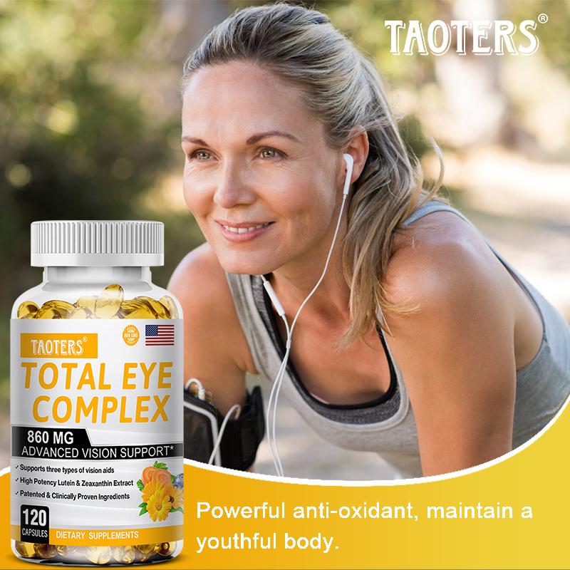 Total Eye Complex Capsules 860mg, Lutein & Zeaxanthin Bilberry Extract, 120CT, Vegan Non‑GMO Gluten‑Free