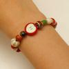 Sweet Women's Ceramic Bracelet with Beads and Apple Core Pendant Trendy Gift Unique Design Versatile Accessory