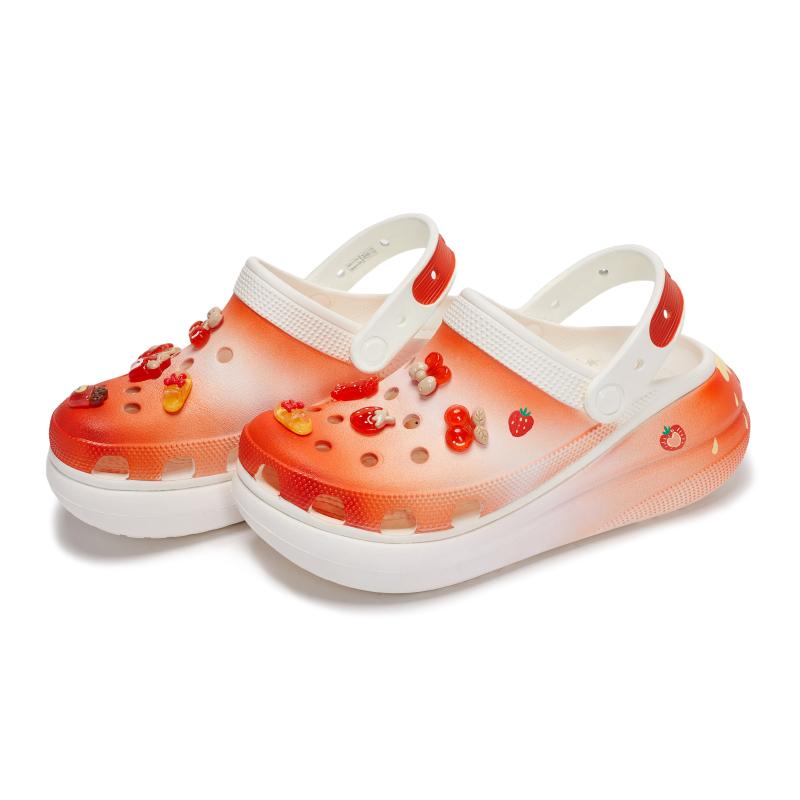 Crocs Crush Clog REGO Hot Dog Strawberry Fudge Vitality Detachable Accessories Hole Shoes Unisex Bone White Red