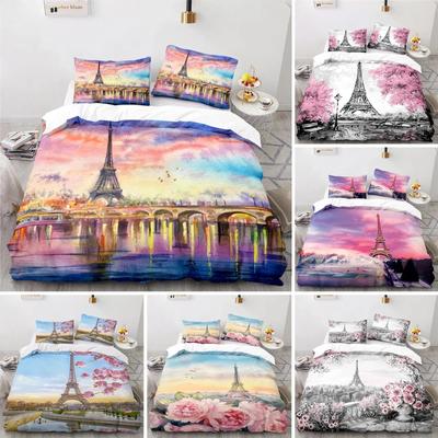 Eiffel Tower Bedding Set 3D Digital Printing Duvet Cover Fashion Design Comforter Cover Bed Linen Bed Set