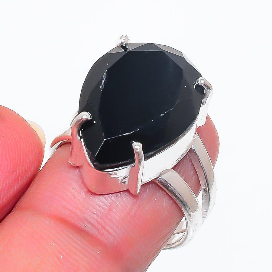 

Black Spinel Handmade 925 Sterling Silver Jewelry Ring Size 6.5 V9Q06