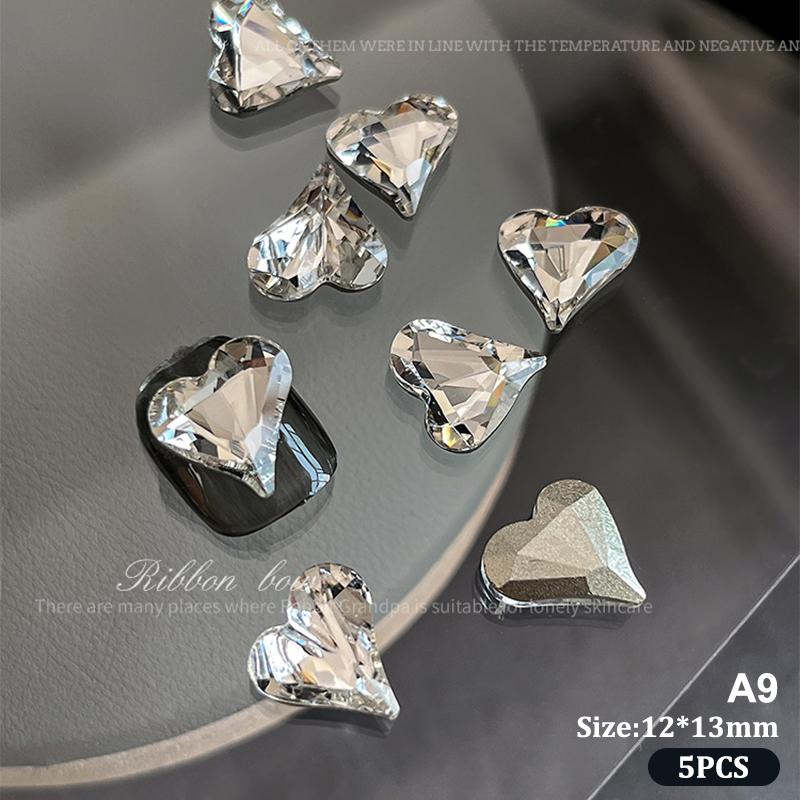 5Pcs Sparkle Sharp Diamond Nail Art Rhinestones Jewel Decoration Mix Clear White Nail Charms Ornaments