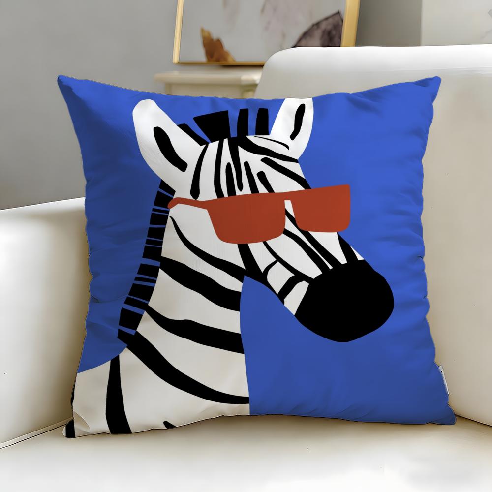 Classic Theme Cartoon Animal Cushion Cover Soft & Easy-Wash Pillow Case – Versatile for Couch, Bed, Travel and Office