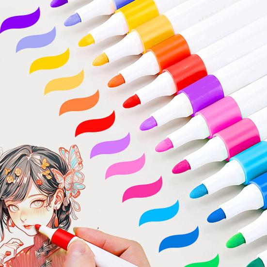 Kids Acrylic Markers Hard Tip Acrylic Paint Pens Quick Dry Ink Art Markers for Fabric Rock Painting Ceramic Glass Students Arts Crafts Supplies