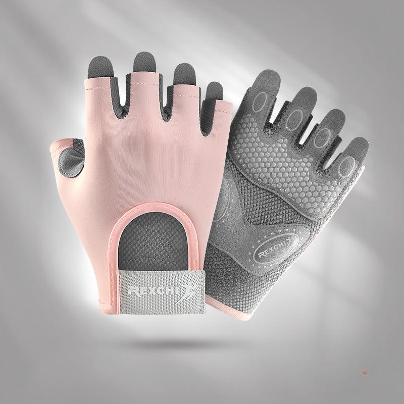 New sports gloves for women's yoga fitness exercise, anti slip, shock-absorbing, wear-resistant, breathable half finger gloves