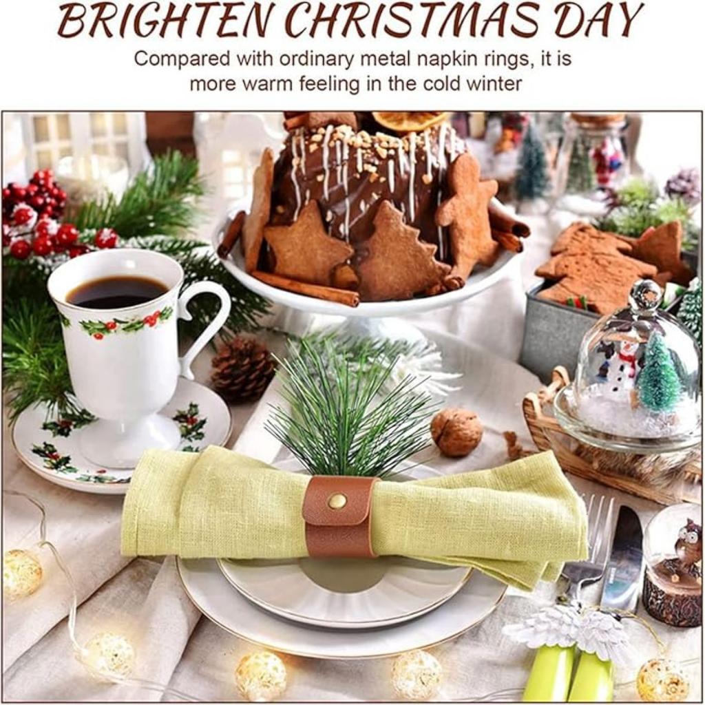 12 ADET Deri Peçete Halkası Vintage Tokalı Peçete Tutucu Masa Dekorasyonu için, Düğün Masa Peçete Halkası Süsleri Klasik Kahverengi Deri Peçete Halkaları