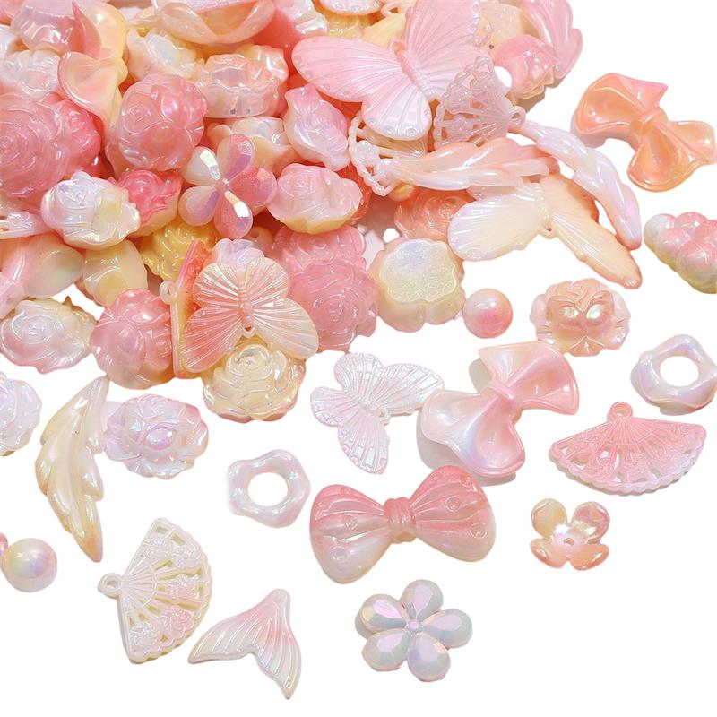 

20-25 шт. акриловые бусины с бантом, бабочкой, розой, подвески, бусины для DIY браслета, ожерелья, изготовления ювелирных изделий розовый