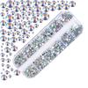 1 Set Round Nail Art Rhinestone Kit with Storage Box 12 Grids Flatback Rhinestone DIY Nail Design Crafting Decoration Fake Gems