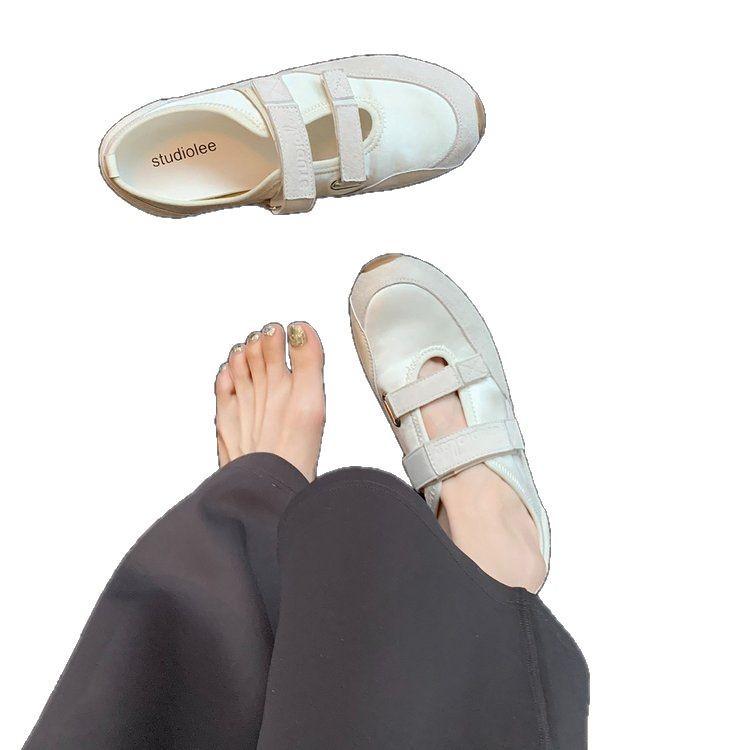 Double Velcro soft sole soft surface ballet single shoes Mary Jane sports style casual shoes women's 2025 autumn and winter new thick