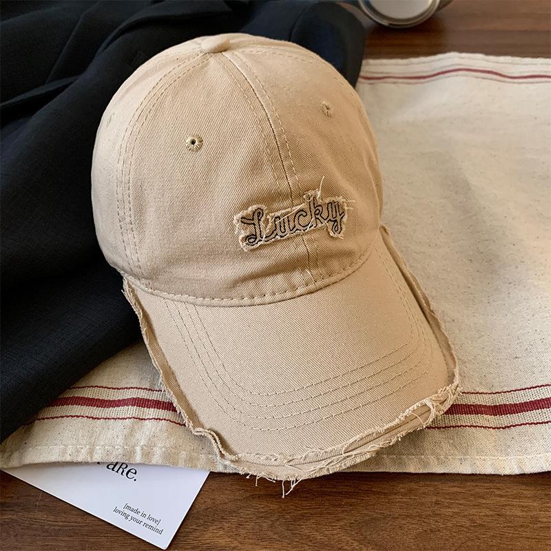 Women's New Style of Old-fashioned Baseball Cap with Big Head and Face  Small Baseball Cap Soft Top Wide Brim Beige Hat