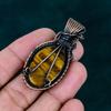 Tiger's eye pendant copper wire wearing pendant handmade antique jewelry real gemstone jewelry chain pendant designer jewelry gift for wife