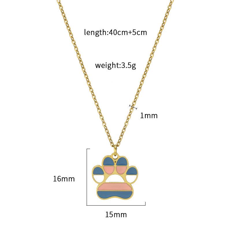 Niche Design Cute Sweetheart Cat Claw Necklace Collarbone Chain, Oil Dripping Stainless Steel Animal Footprint Pendant