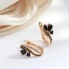 Black Natural Zircon English Earrings For Women  Rose Gold Color Crystal Flower Bride Earrings Vintage Fine Jewelry