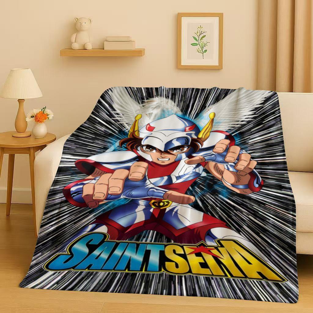Classic Saint Seiya Shiryu Athena Cartoon Flannel Blanket,Ultra Soft Warm Plush Throw for Home Bedroom Bed Sofa Cover Travel Kid