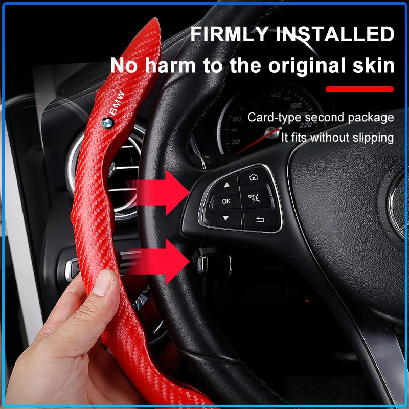 2pcs Carbon Fiber Non-Slip Steering Wheel Cover Car Accessories For BMW M Performance 1 3 5 7 Series M3 M4 M5 M6 X1 X3 X5 X6 X7 E30 E34 E36 E39 E4