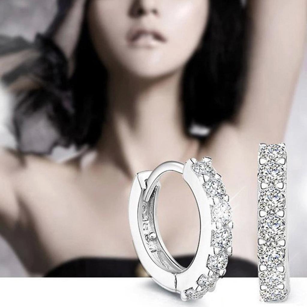 Single-row Flash Diamond Earrings Korean Joker Earrings Earrings Earrings European and American Silver Jewelry Earrings