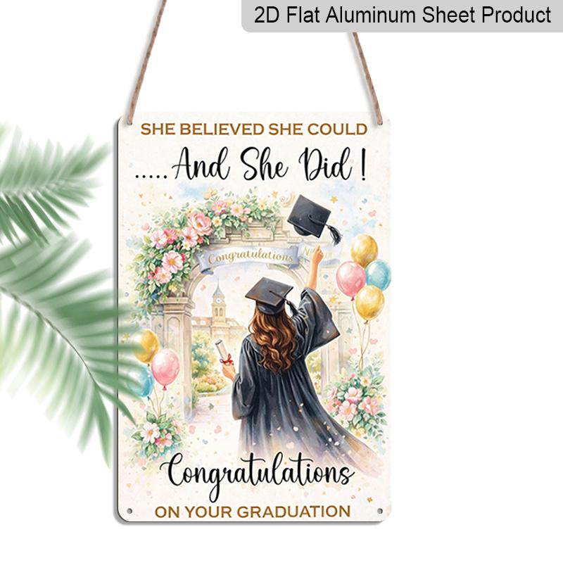 

2D Flat 1pc 11.81x7.87inch Aluminium Sign - She Believes She Can Sign Her Diploma Signature Plaque, Gift for Female Graduates, Graduation Keepsake 20*30cm