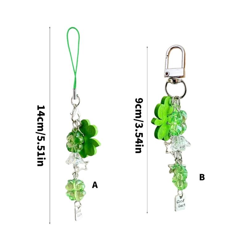 Bag Pendant Plant Phone Chain Four Leaf Grass Phone Charm Backpack Accessories Enhances Your Look with a Touch of Luck