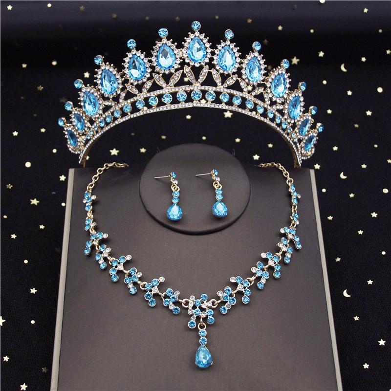 Princess Bridal Jewelry Sets Bride Tiara Crown Earring Set Necklace for Women Birthday Party Wedding Jewelry Sets Accessories