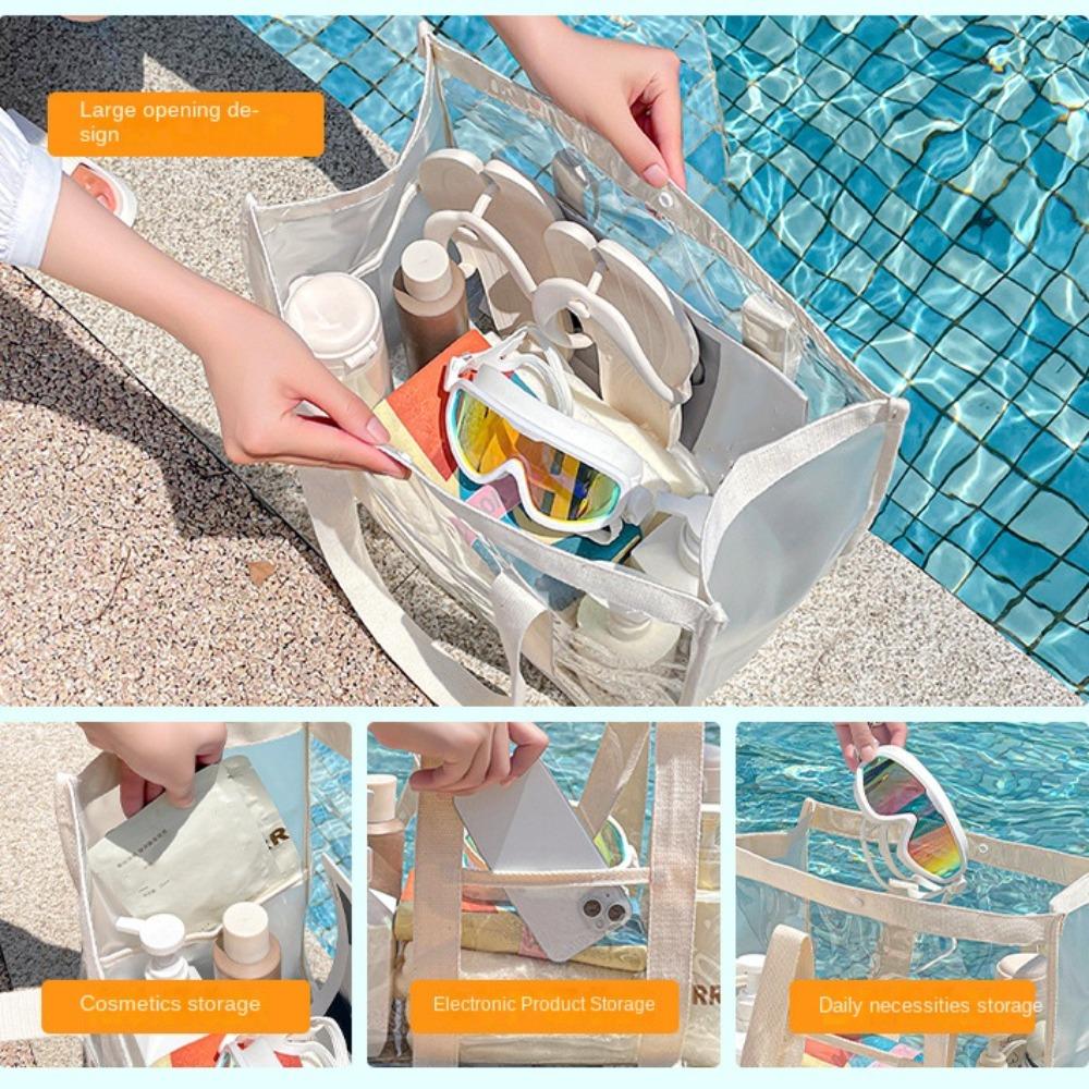 Large Capacity Swimming Storage Bag Waterproof Beach Handbag Simple Transparent Makeup Bag  Fitness