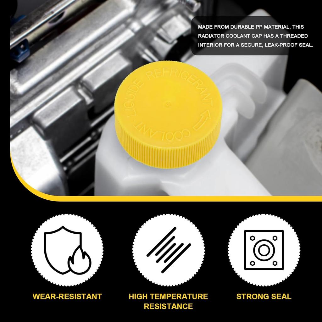 2PCS Engine Radiator Coolant Reservoir Tank, Yellow Coolant Reservoir Cap, OEM# 21712-79900 Replacement