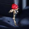 Lady Charm Red Rose Broches Vrouwen Elegante Strass Boeket Reversspeldjes Bruiloft Badge Sieraden
