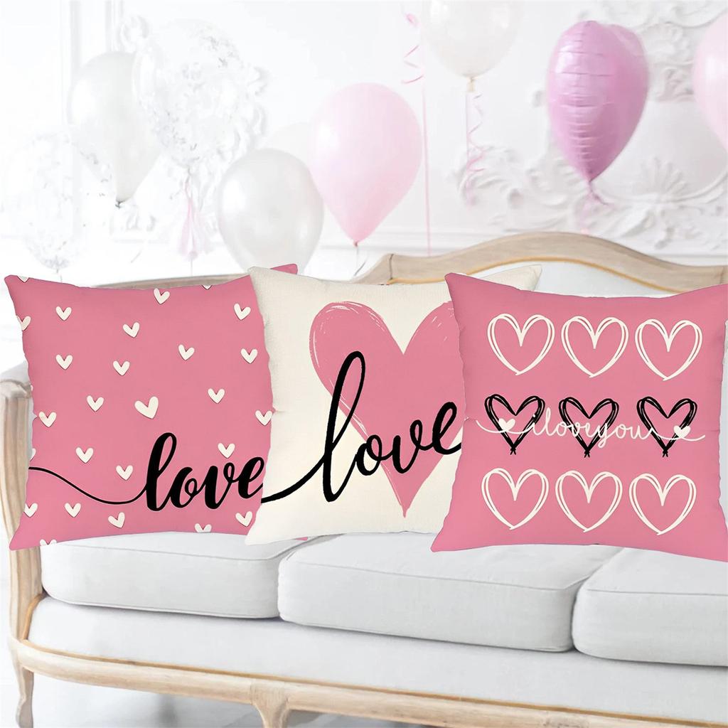 Valentines Day -ow Covers 18x18 Set Of 4 Love Heart Valentines Day Throw Pillows Decorative Cushion Cases Valentine Decorations