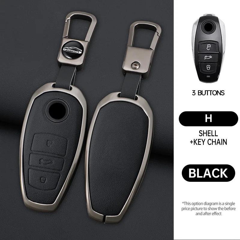 

Styling Mouldings Zinc Alloy Leather Car Key Cover Fob Case Holder For VW Volkswagen Touareg 2011 2012 2013 2014 2015 2016 2017