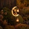 Solar Powered Porch Lighting Highland Cow Moon Garden Light, Christmas Metal Decorative Crescent Lawn Lamps Stake Outdoor Yard Path Decoration