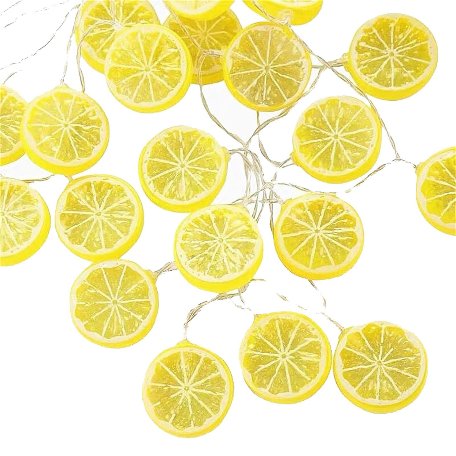

LED Fruit Decorative String Lights Plug-in Lemon Slice Design 5 Meters 20 LED Bulbs Indoor Outdoor Use One Size жовтий