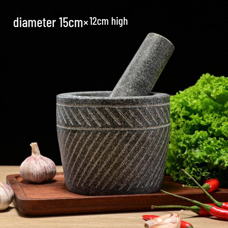 Natural Stone Garlic Press and Herb Mortar and Pestle Set