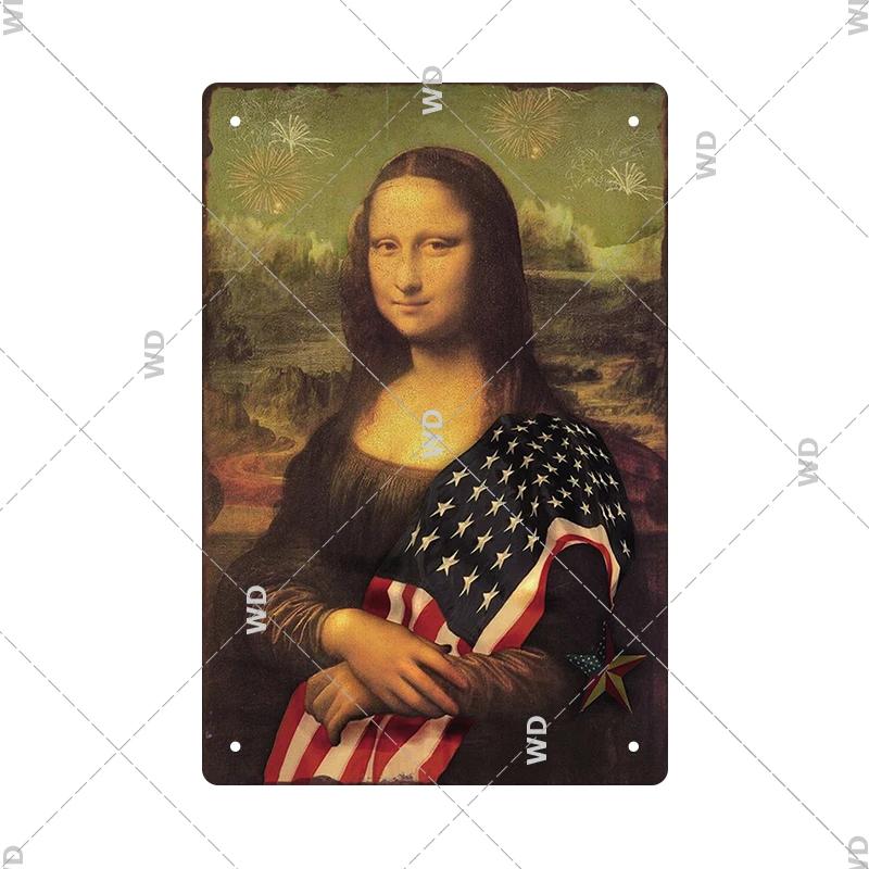 Vintage Sexy Funny MonaLisa Metal Sign Metal Tin Plaque Metal Vintage for Pub Bar Sign Man Cave Decoration Iron Plates