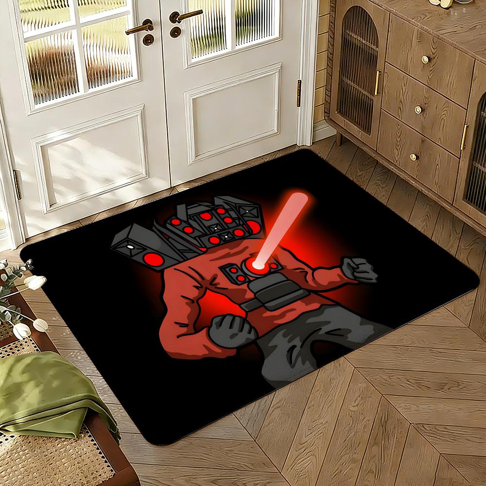 Cartoon S-Skibidi T-Toilet Floor Mat Soft Thickened Absorbent Non-Slip Bedroom Living Room Door Mat Home Decor Flannel Rugs