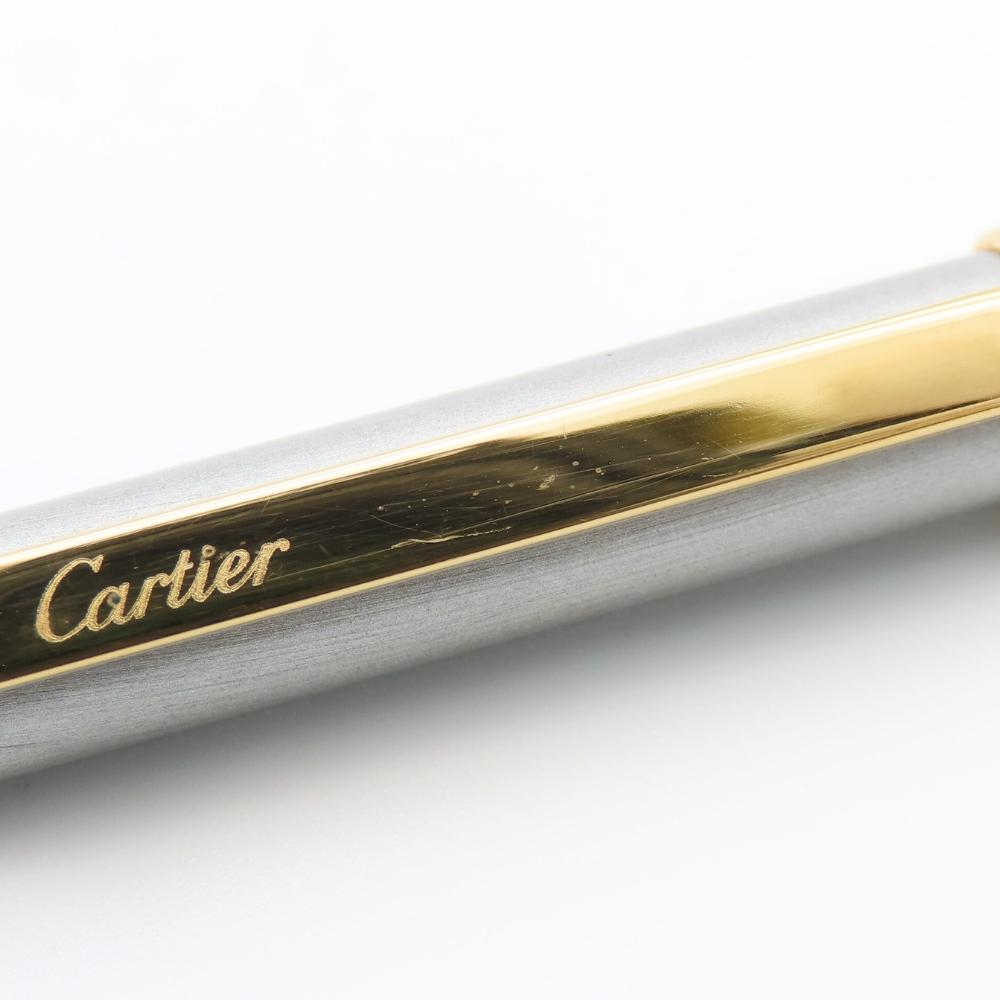 Used CARTIER Ballpoint Pen Santos De Cartier ST150192 Steel/metal Silver Gold Rotary Type