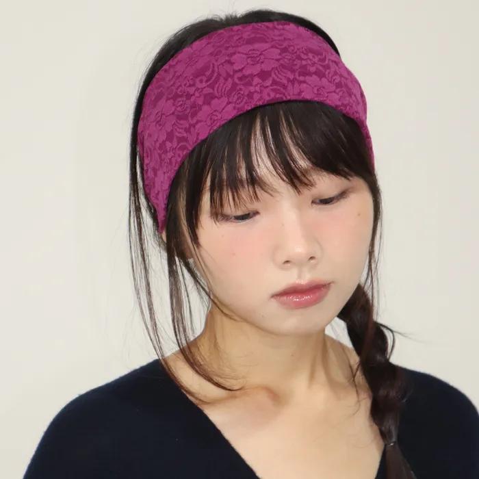 flower lace hair band - magenta