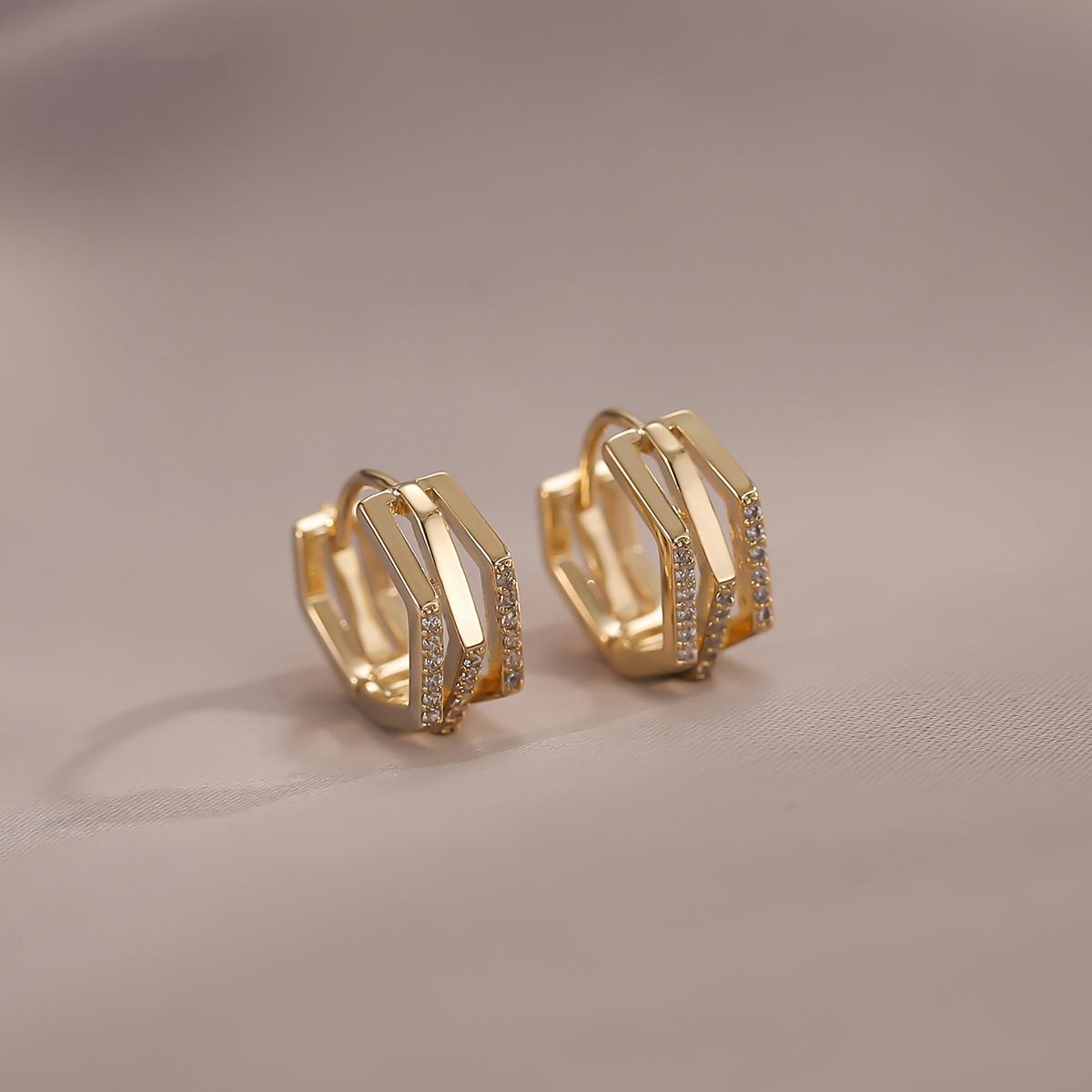 

New Fashion Silver Color Geometric Round Hoop Earrings For Women Girls Shiny Rhinestone Delicate Wedding Jewelry Gifts