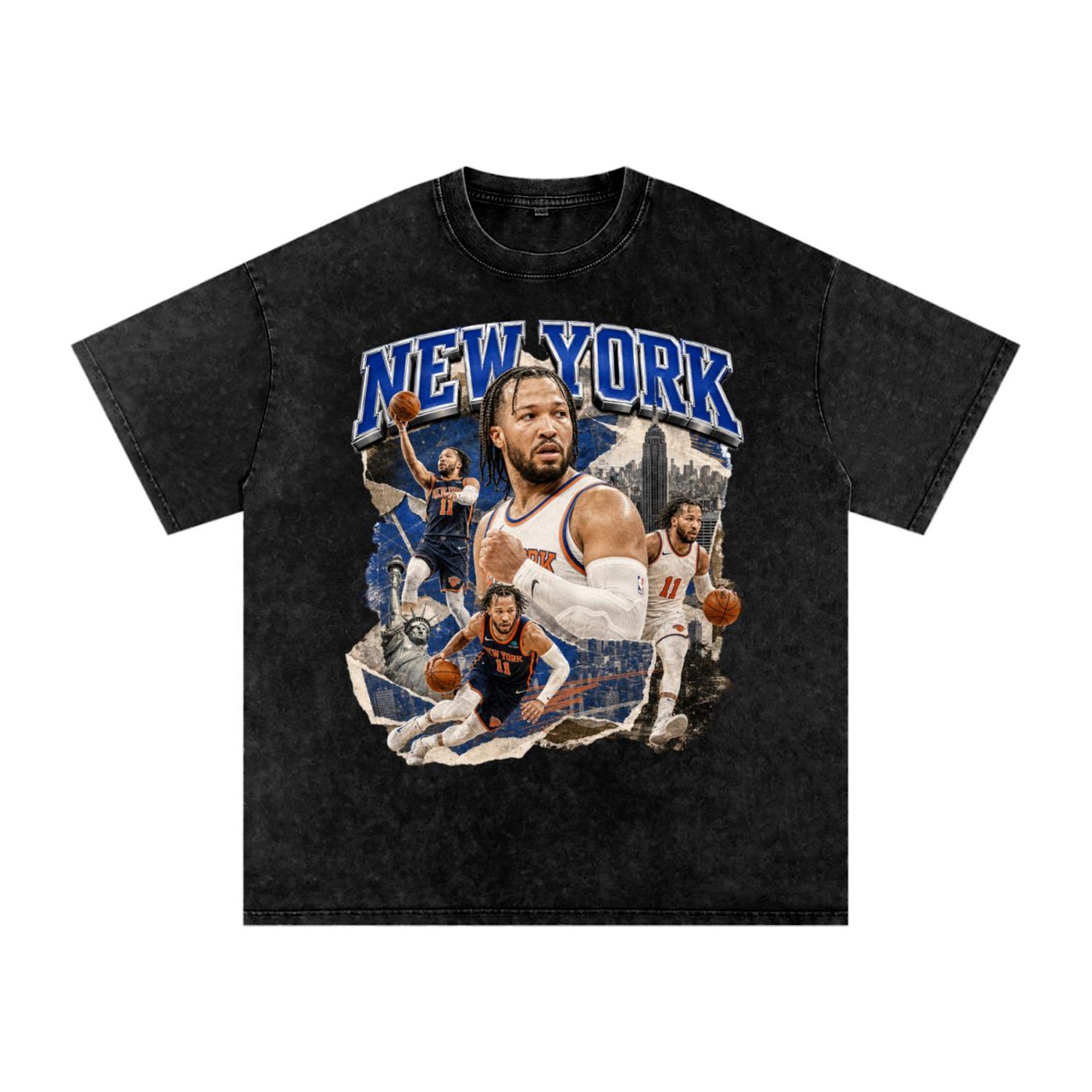 Vintage Jalen Brunson New York Basketball Graphic T-Shirt, Retro Streetwear Tee 2XL