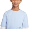 Nike Kids Logo Patchwork Fake Two-Piece Round Neck Long Sleeve T-Shirt Kids Tops Light-Blue FN9194-479