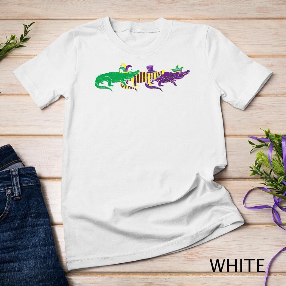 Mardi Gras Alligator Beads Festival Animals Lover Jester Hat Unisex T-shirt 13 M