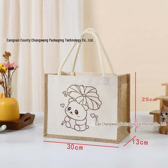 Hand-Painted Graffiti Canvas Tote Bag - Yellow Linen Logo Pattern