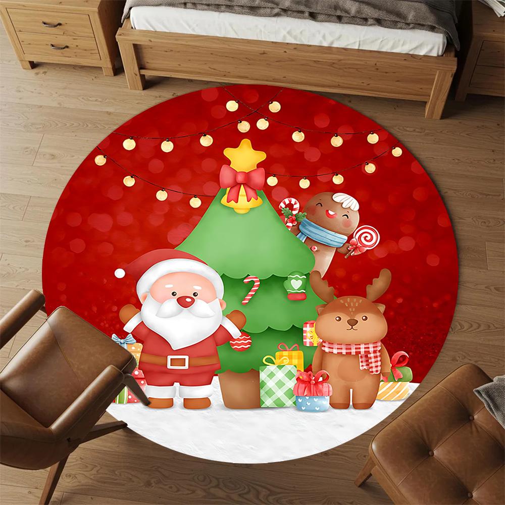 1pc Christmas tree Santa Claus Round Chair mat Area Rug - Non-Slip, Floor Mat for Office, Bedroom, and Indoor Decor c1125224