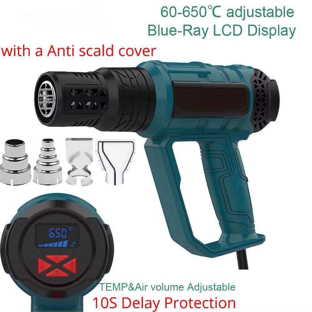 2000W Industrial Electric Hot Air Gun Digital Display Car Film Heat Gun Air Dryer for Soldering Thermal Blower Shrink Wrapping