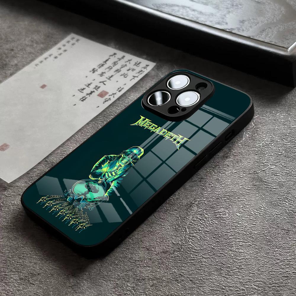 Rock Band M-Megadeth Phone Case For 17 Pro Max IPhone 16 Pro 15 12 11 13 Mini X XR XS 14 Plus SE Glass Cover