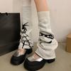 Harajuku Punk Spiderweb Knitted Leg Warmers Japanese Women Gothic Knee Length Long Socks Leggings Boot Cuffs Foot Covers