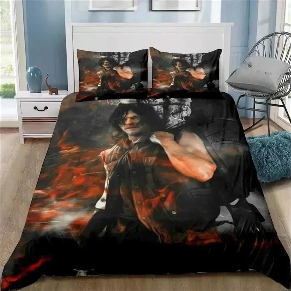 3D Print Walking Dead Daryl Dixon Wings Mark Bedding Set Soft Comforter Cover With 1/2pcs Pillow Shams For Kids Adults