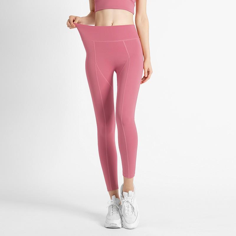 Womens High-Waisted Yoga Leggings With Side Mesh Pockets Stretchy Workout Pants Running Fitness