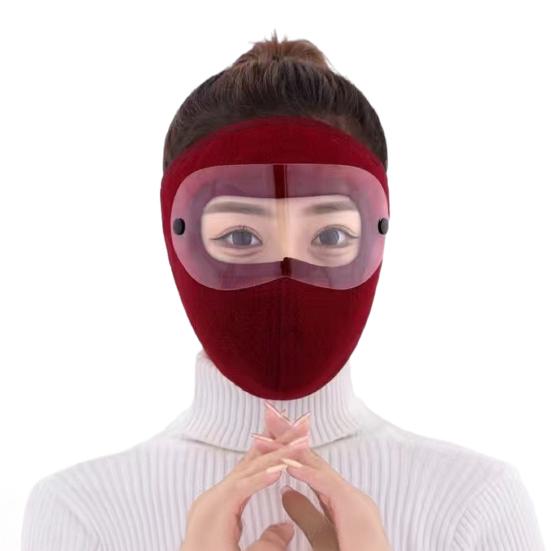 Winter Cycling Fleece Face Guard with Goggles Men Women Cold Weather Outdoor Clear Vision Windproof Antifog Goggle Thermal Full Face Guard