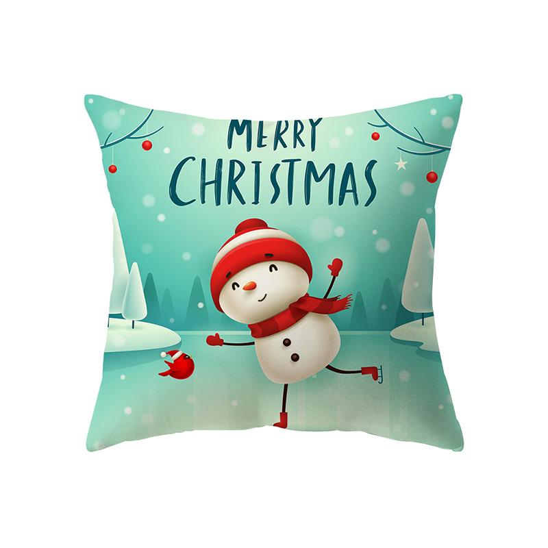 Merry Christmas Santa Claus Print Pattern Cushion Cover Home Living Room Sofa Decoration Square Polyester Pillow Pillow Cover