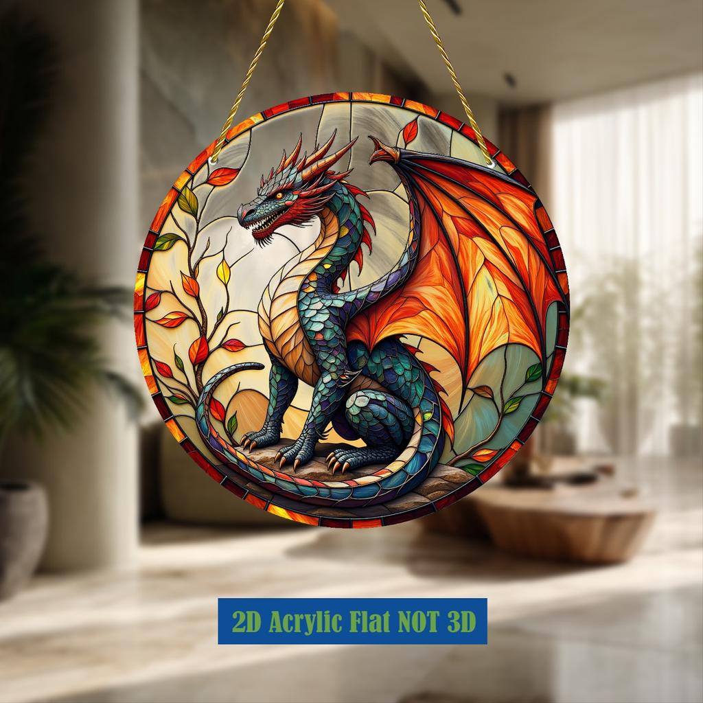 The Majestic Colored Dragon Suncatchers Garden Suncatchers, Window Hanging, Nurseries, Vintage Home Decor Wall for Bar Kitchen, Restaurant Shop Wall D