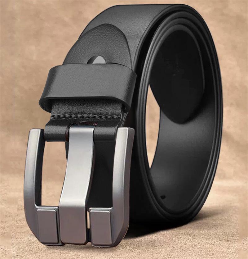 Retro Men's Leather Jeans Belt with Flip Pin Buckle - Fashion Casual Style